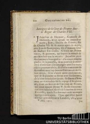 Intrigues de la Cour de France sous le Regne de Charles VII.