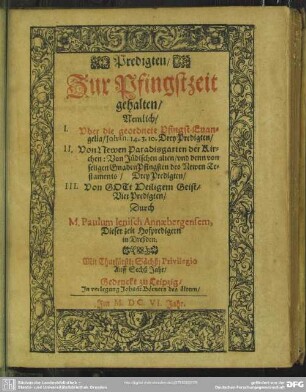 Predigten Zur Pfingstzeit gehalten
