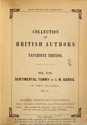 Sentimental Tommy : the story of his boyhood, 2