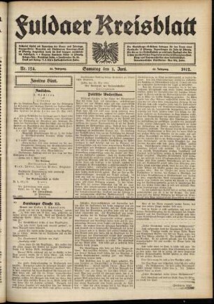 Zweite Ausgabe vom Samstag, den 01. Juni 1912.