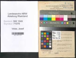 Entnazifizierung Josef Veiss , geb. 11.11.1886 (Landwirt)
