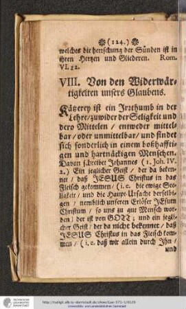 VIII. Von den Widerwärtigkeiten unsers Glaubens.