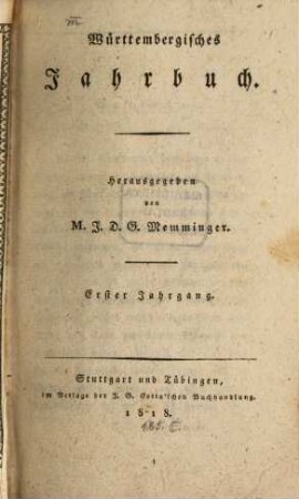 Württembergisches Jahrbuch. 1. 1818