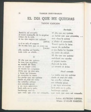 El día que me quieras : Tango canción