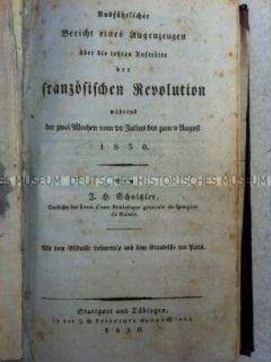Bericht über die Julirevolution 1830 in Paris