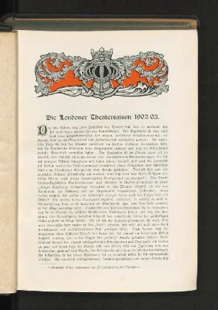 Die Londoner Theatersaison 1902/03