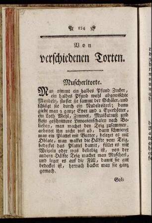 Von verschiedenen Torten.