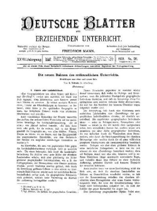 Die neuen Bahnen des erdkundlichen Unterrichts : (Fortsetzung)