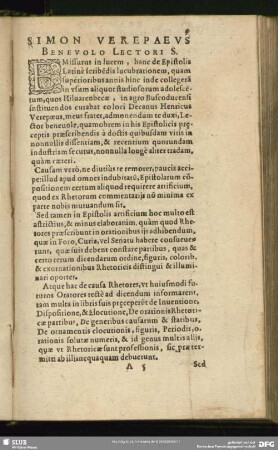 Simon Verepaeus Benevolo Lectori S.