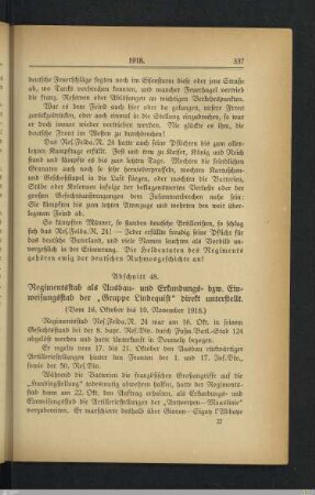 48. Regimentsstab als Ausbau- und Erkundungs- bzw. Einweisungsstab der "Gruppe Lindequist" direkt unterstellt
