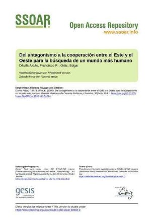 Del antagonismo a la cooperación entre el Este y el Oeste para la búsqueda de un mundo más humano