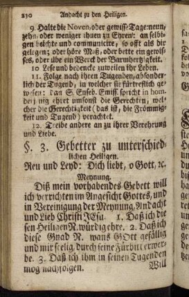 §. 3. Gebetter zu unterschiedlichen Heiligen.