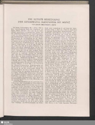 Die Älteste Besiedlung Der Gemarkung Budenheim Bei Mainz