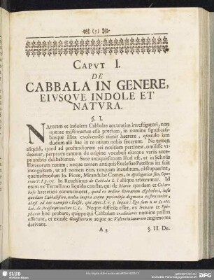Caput I. Cabbala In Genere, Eiusque Indole Et Natura