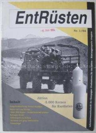 Quartalszeitschrift für Frieden und Abrüstung "EntRüsten" u.a. gegen den Bau des "Jäger 2000" - Sachkonvolut