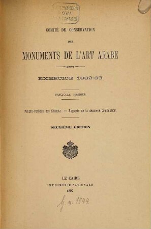 Exercice. 1882/83 (1892) = Fasc. 1 = 2. éd.