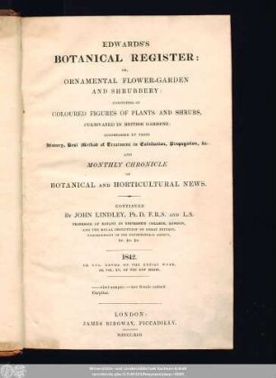 N.S. 15 = 28.1842: Edwards's botanical register, or ornamental flower garden and shrubbery