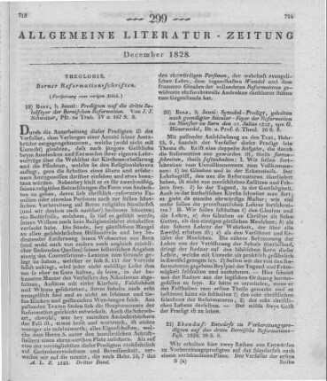 [Schriften in Bezug auf die Säcularfeier der Berner Reformation] Huenerwadel, G.: Synodal-Predigt gehalten, gehalten nach geendigter Säcular-Feyer ... den 11. Juni... Bern: Jenni [1828]