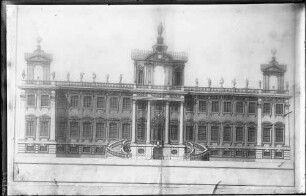 Rastatt Schloss Stich von Domenico Egidio Rossi (um 1698/1699) - Fassadenaufriss des Corps de logis der Jagdschlossanlage
