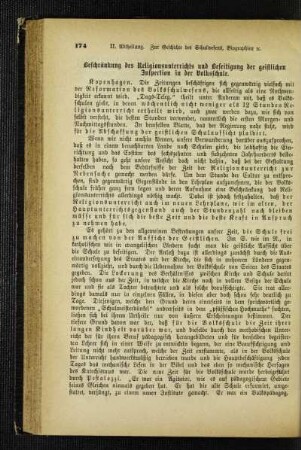 Beschränkung des Religionsunterrichts und Beseitigung der geistlichen Inspection in der Volksschule