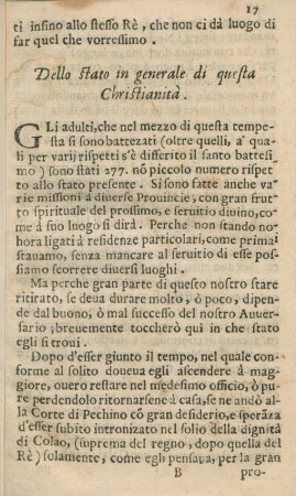 Dello stato in generale di questa Christianità