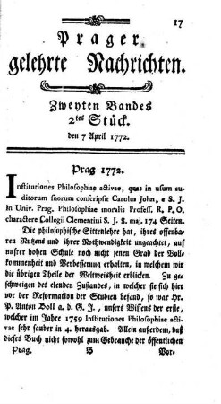 Zweyten Bandes 2tes Stück. den 7 April 1772.