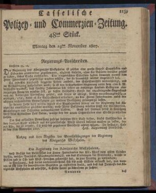 48tes Stück. Montag, den 23ten November 1807