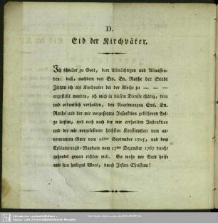 D. Eid der Kirchväter