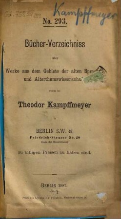 Bücher-Verzeichniss. 293. 1887