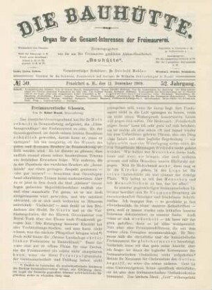 No. 50. Frankfurt a. M., den 11. Dezember 1909. 52. Jahrgang.