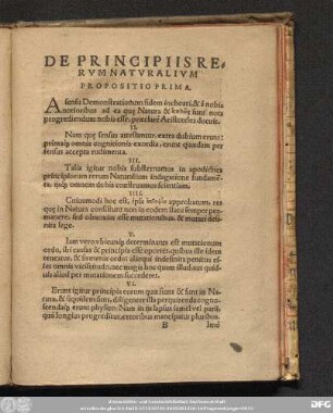 De Principiis Rerum Naturalium Propositio Prima.