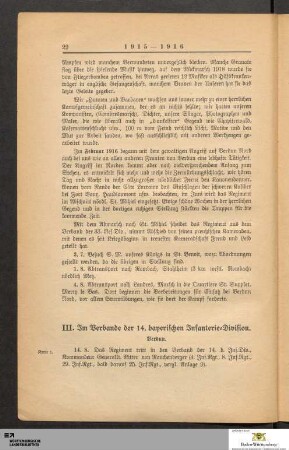 III. Im Verbande der 14. bayerischen Infanterie-Division