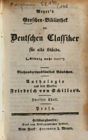 Anthologie aus Fr. v. Schiller's Werken. 2, Prosa