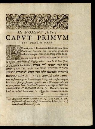 Caput Primum Seu Praeliminare
