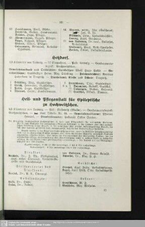 Heil- und Pflegeanstalt für Epileptische zu Hochweitzschen