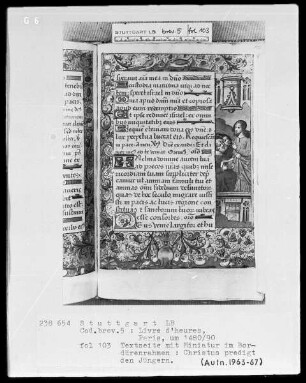 Lateinisches Stundenbuch (Livre d'heures) — Christus predigt den Jüngern, Folio 103recto