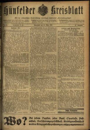 Ausgabe vom Samstag, den 23. März 1918.
