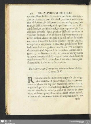 De Materia, & Generatione Arenae ab Aetna eiectae. Caput XV