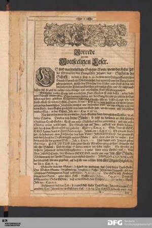 Vorrede an den Gottseeligen Leser