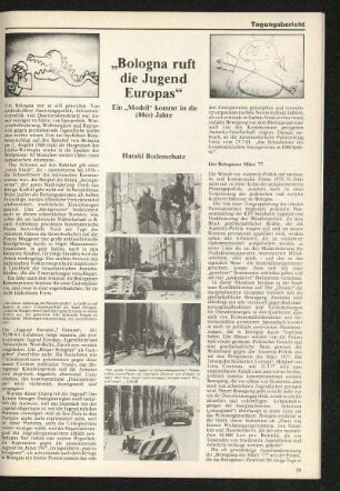 "Bologna ruft die Jugend Europas". Ein "Modell" kommt in die (80er) Jahre