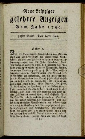 92stes Stück. Den 14ten Nov.