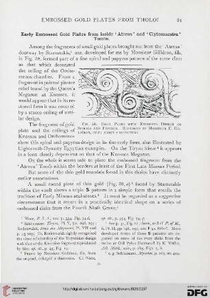 Early embossed gold plates from inside 'Atreus' and 'C.ytemnestra' tombs