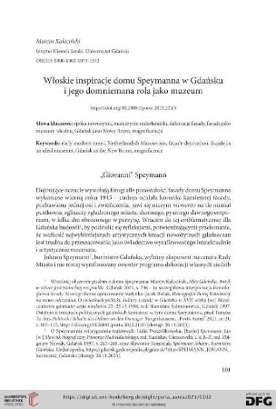 Włoskie inspiracje domu Speymanna w Gdańsku i jego domniemana rola jako muzeum