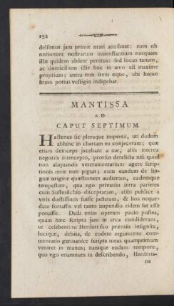 Mantissa Ad Caput Septimum