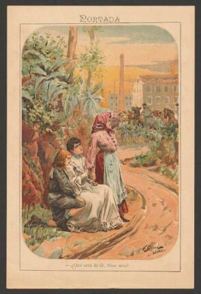 Portada - [Ilustración para el anuncio de la publicación de "La esclavitud obrera"] : - ¿Qué será de él, Dios mío?