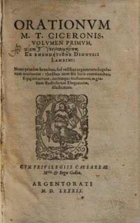 Orationum M. T. Ciceronis volumen ..., Vol. 1