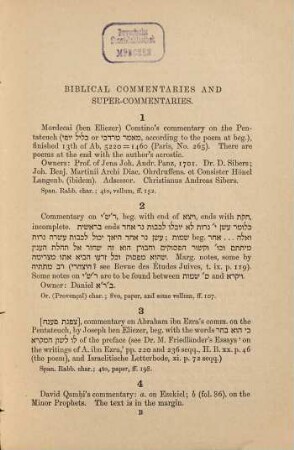 Catalogue of the Hebrew Manuscripts in the Jews' College, London : Compiled by Ad. Neubauer
