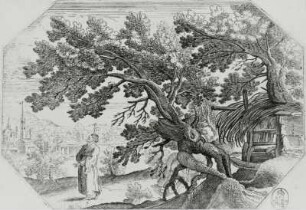 Landschaft mit einem Pater und Bäumen