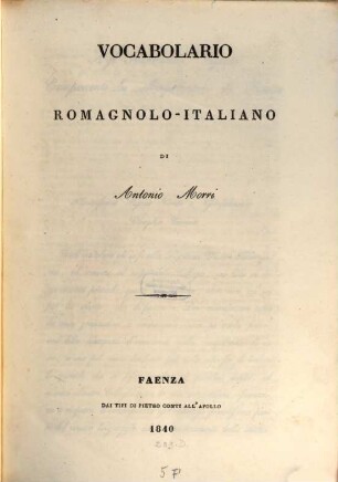 Vocabolario Romagnolo-Italiano