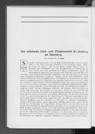 Die städtische Heil- und Pflegeanstalt St. Getreu zu Bamberg.